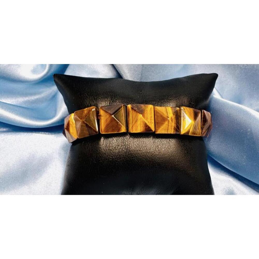 Tiger's Eye Expanding Pyramid Square Bracelet